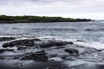 Waves on Punaluu Black Sand Beach, Big island, Hawaii
