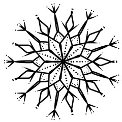 Obraz premium Monochrome ethnic mandala design. Anti-stress coloring page for adults. Hand drawn black and white vector illustration