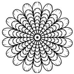 Monochrome ethnic mandala design. Anti-stress coloring page for adults. Hand drawn black and white vector illustration