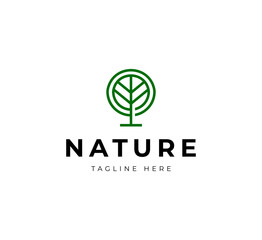 Creative flower tree icon logo design vector illustration. nature tree leaf logo design color editable