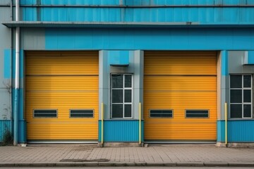 Obraz na płótnie Canvas Factory industrial structure. Roller doors. Generative ai