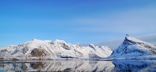 Fototapeta na wymiar Snow mountain during winter season at Norway, Europe. 