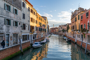 Canal side view in Venice City