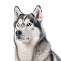 Obraz premium Siberian Husky dog portrait isolated on white background, ai generative
