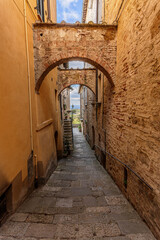 Streets of Montepulciano in the Val d'Orcia in Tuscany, Italy.