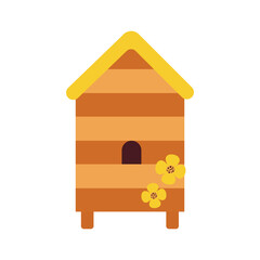 Hive. Blooming flowers with bees.beehive with flowers on a white background. Flat vector illustration