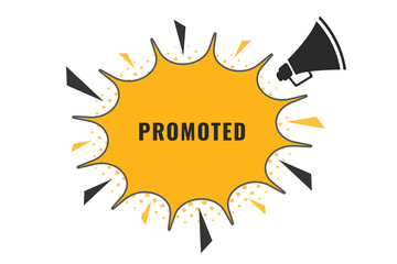 Promoted Button. Speech Bubble, Banner Label Promoted