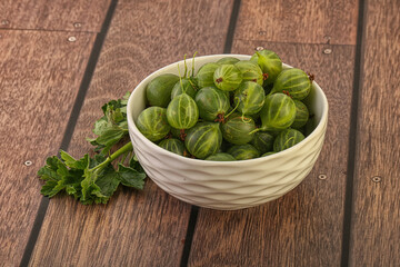 Natural ripe gooseberry heap in the bowl