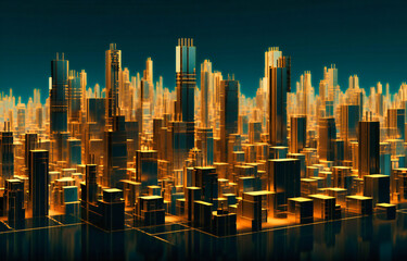 an animation of a city skyline