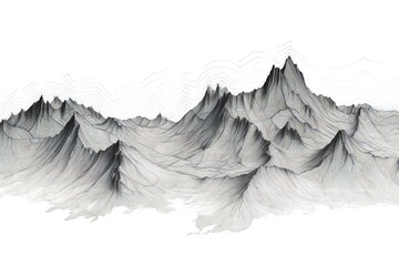 Technical line drawing, tectonic minimalism mountains Generative AI 