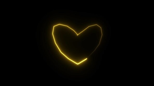 Neon Light  Heart  Loading Icon with  Neon Effect Loop Out on Black Background. Valentines day design element and Amazing Glowing neon heart.,