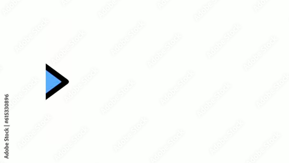 Poster animation blue arrow sign symbol on white background.motion graphics cartoon arrow pointing right si