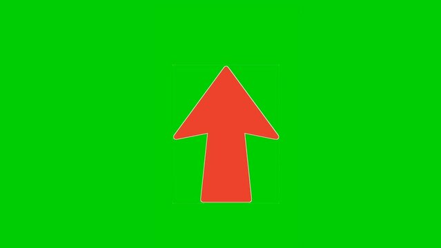 Animation Red Arrow sign symbol on green screen, red color cartoon arrow pointing up side 4K animated image video overlay elements