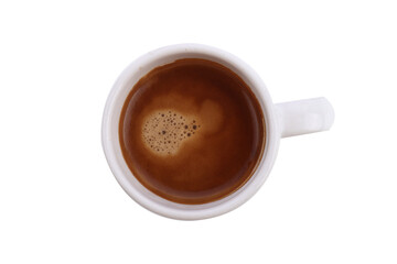 Hot espresso coffee cup view On a png background, isolated

