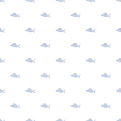 Seamless fish pattern. Drawn fish background. Seafood illustration