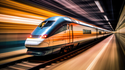 Obraz na płótnie Canvas High speed train. Generative AI