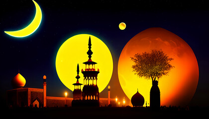 Eid Alfitr Moon With a Background, Wallpaper Free Download