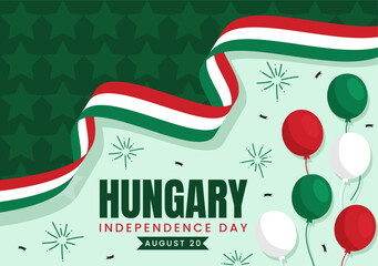 Happy Hungary Independence Day Vector Illustration with Hungarian Waving Flag Background in National Holiday Flat Cartoon Hand Drawn Templates
