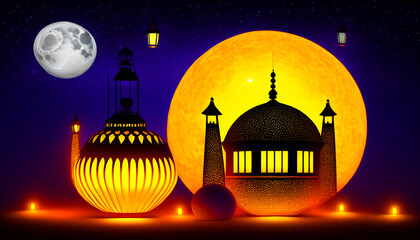Eid Alfitr Moon With a Background, Wallpaper Free Download