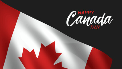 Happy Canada Day Greeting card with red maple leaf and flags. background for the national day of Canada celebration. Happy Canada Day typography design.  vector illustration.