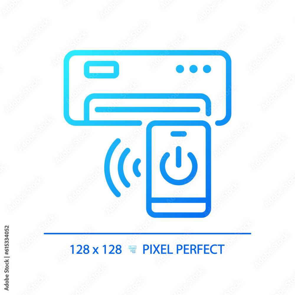Poster ac remote control gradient linear vector icon. air conditioner. temperature control. wireless techno