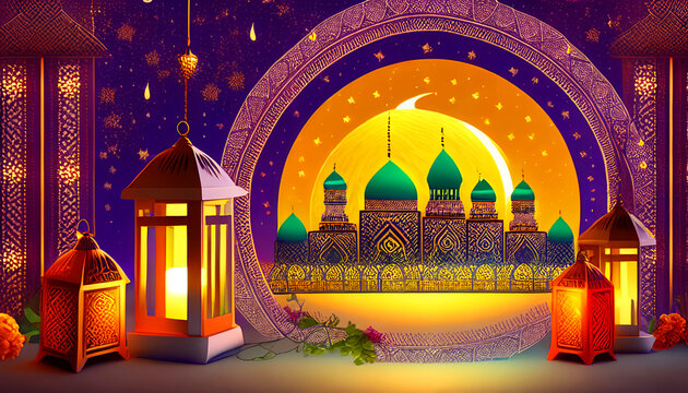 Eid Alfitr Moon With a Background, Wallpaper Free Download 