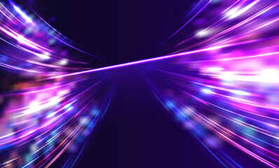 Panoramic high speed technology concept, light abstract background. Electric car and city concept Hitech communication concept innovation background, vector design	