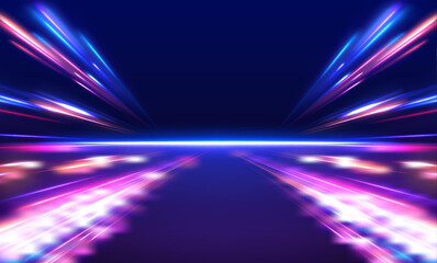 Panoramic high speed technology concept, light abstract background. Electric car and city concept Hitech communication concept innovation background, vector design	