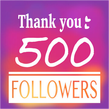 Thank you 500 followers text and white hearts banner social media post.