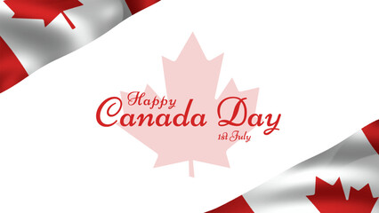 Happy Canada Day Greeting card with red maple leaf and flags. background for the national day of Canada celebration. Happy Canada Day typography design.  vector illustration.