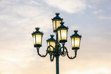 Fototapeta na wymiar City lamp for street lighting and space around