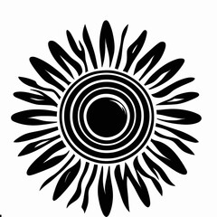 sun vector art,sun black and white vector