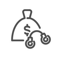 Financial crime related icon outline and linear vector.