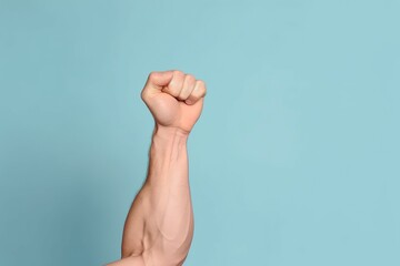 Obraz na płótnie Canvas Biceps hands power background. Generate Ai