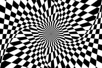 Vector abstract checkered background. Simple illustration with optical illusion, op art.