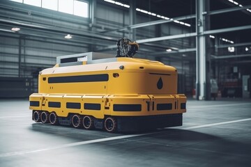 Yellow robotic vehicle. Generate Ai