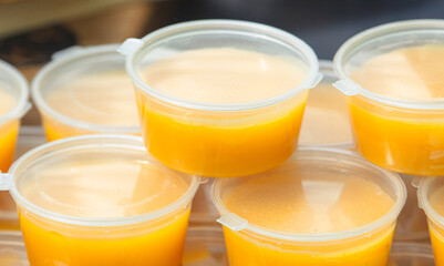 Honey in jars at the market