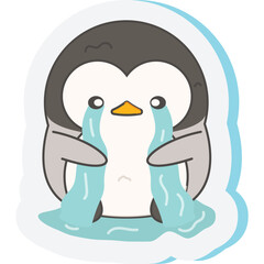 vector set of cute funny different penguins. Colorful childish vector illustration in flat style.