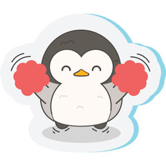 vector set of cute funny different penguins. Colorful childish vector illustration in flat style.