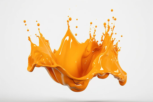 Splash of Orange paint isolated on white background.