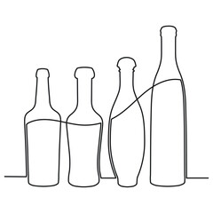 Sketchy image shape of a glass bottle silhouette. Alcohol, wine, whiskey, vodka, brandy, cognac, beer, kvass, champagne, liqueur