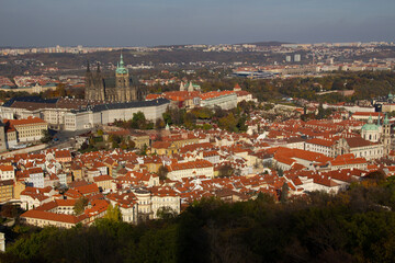 Fototapeta na wymiar Prague, the capital of the Czech Republic view from the Petřín lookout tower.