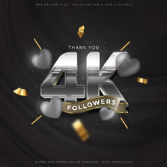 4k thank you social media followers and subscribers with editable font style effect
