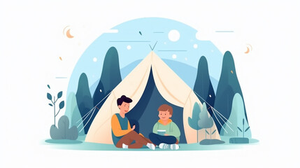 Tent UI illustration, tent camping UI illustration, outdoor tent UI illustration