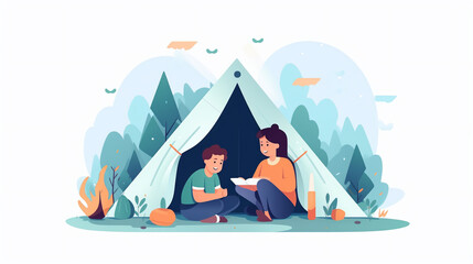 Tent UI illustration, tent camping UI illustration, outdoor tent UI illustration