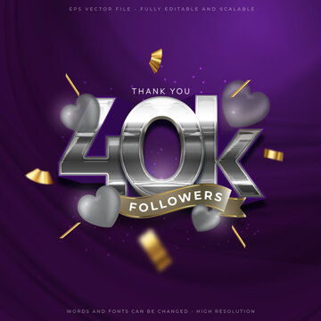 40k thank you social media followers and subscribers with editable font style effect