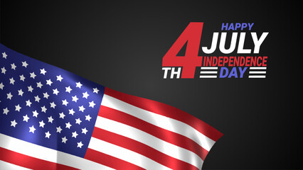 Happy 4th of July independence day USA banner template with US flags.  4th of July Independence Day background