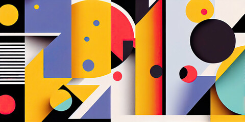 Modern abstract Bauhaus style wallpaper background (Generative AI)