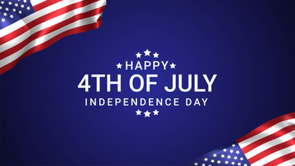 Happy 4th of July independence day USA banner template with US flags.  4th of July Independence Day background