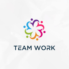 Teamwork holding form a circle logo design icon template